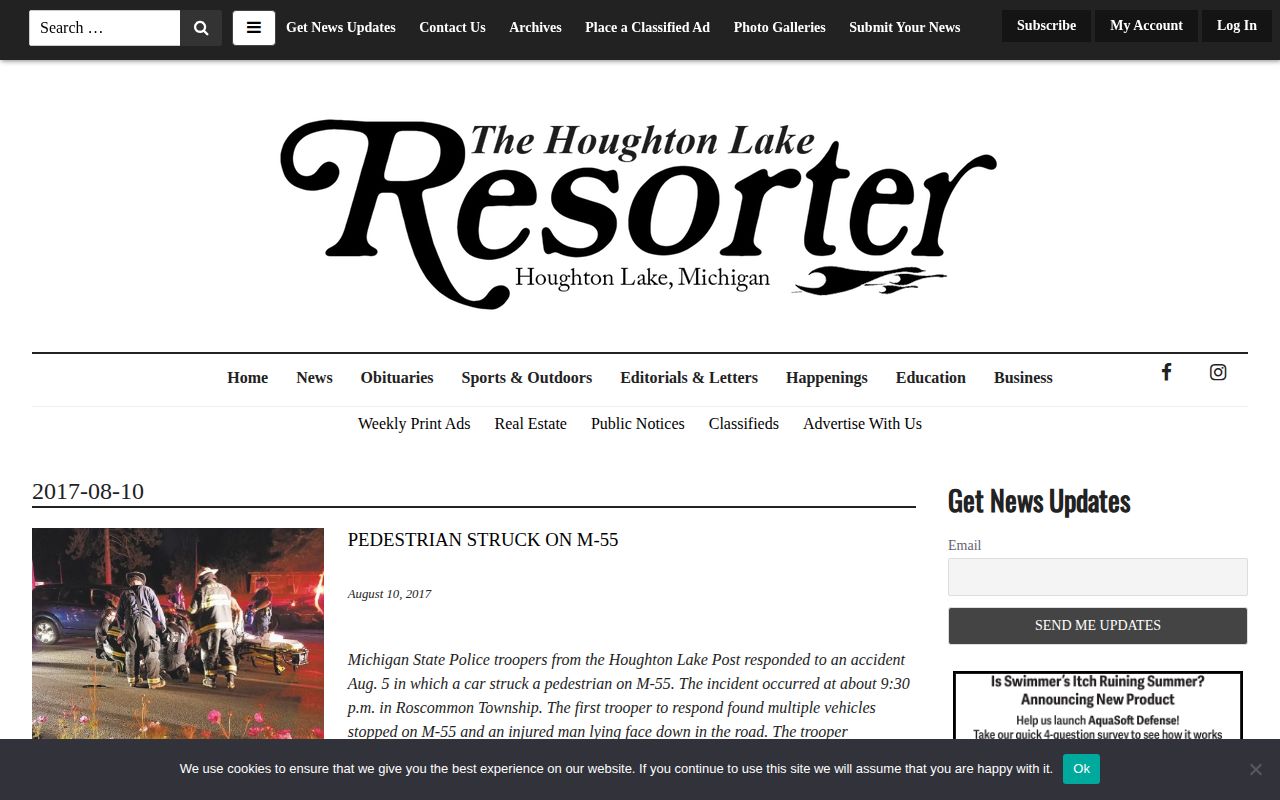 Roscommon County crime news example from a Houghton Lake Resorter local edition